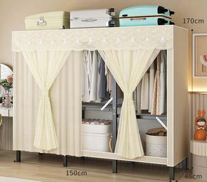 <span class=keywords><strong>Armario</strong></span> Plegable para Sala de Estar, Estantes de Acero Extraíbles con Cubierta de Tela Estampada Ecológica, Fábrica de Armarios - Product Image 4