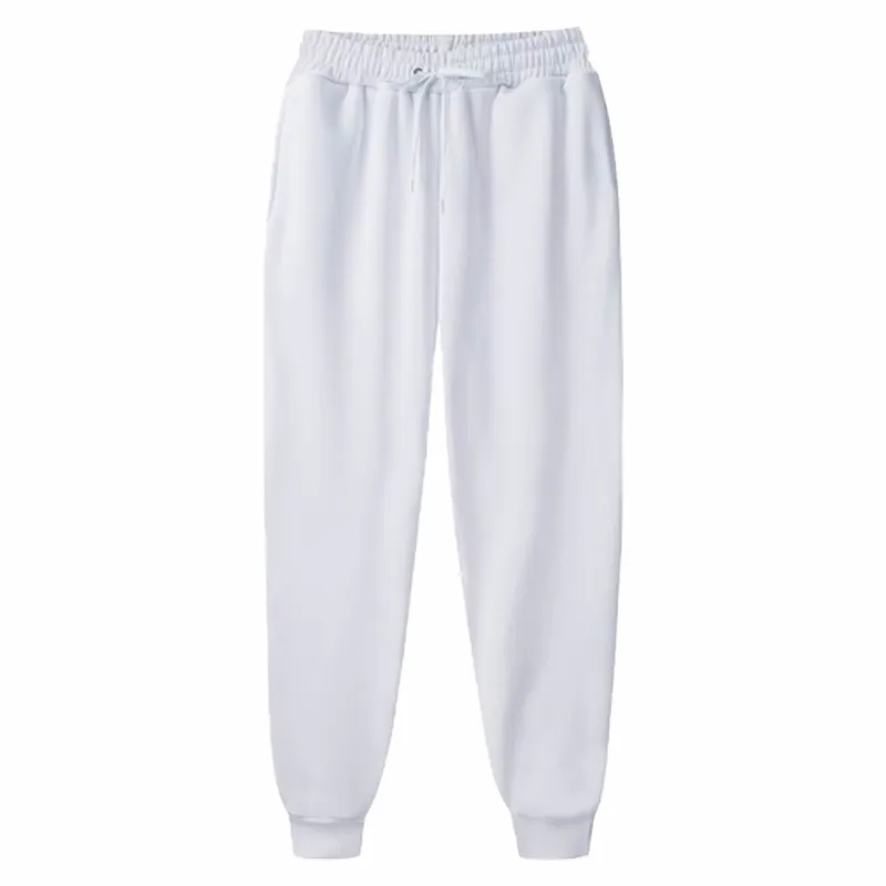Pantalones de chándal de lana blanca con logotipo personalizado, pantalón de chándal estampado liso, color marrón, para correr