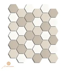 棕褐色混石类六角51x59毫米网架安装瓷墙砖装饰陶瓷马赛克瓷砖282x271毫米