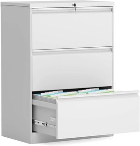 Tủ Văn Phòng Bên Bằng Thép Có 3 Ngăn Kéo Và Khóa-Trắng - Product Image 2