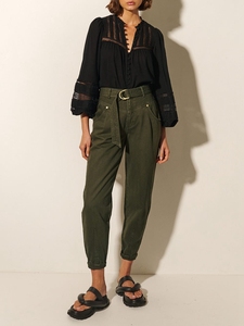 Camicie Casual a maniche lunghe in cotone <span class=keywords><strong>di</strong></span> alta qualità e pantaloni cavi neri monopetto da <span class=keywords><strong>donna</strong></span> - Product Image 3