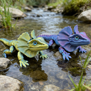 Figura de Lagarto Articulado con Cuello Volteado, Impresa en 3D, de Primera Calidad, con Textura Realista y Articulaciones Flexibles, para Ambientes Exóticos de Selva Tropical - Product Image 5