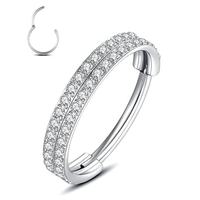 Anneau d'anneau de cerceau de segment articulé en titane de qualité d'implant hélice avec anneau à double rangée côté pavé CZ zircone Clicker nez Septum Piercing