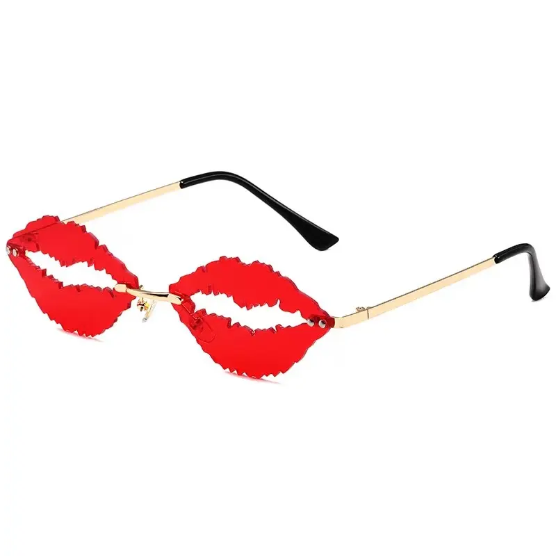 Glafors Party Funny Glasses Personality Rimless Sexy Lip Sunglasses Women Catwalk Show Fashion Sun Glasses