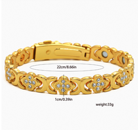Bracelet magnétique en cuivre tendance pour femme avec fleur en diamant, personnalisable