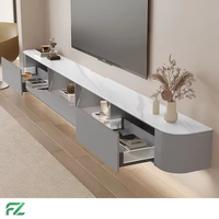 Meuble TV mural moderne suspendu en aluminium alvéolé et table basse combinée pour salon d'appartement, rangement écologique