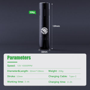 Máquina de Tatuar Inalámbrica <span class=keywords><strong>Dragonhawk</strong></span> X3 Pro Mini, Mayorista, Pluma de Máquina de Tatuar con Cable de 3.5mm - Product Image 6