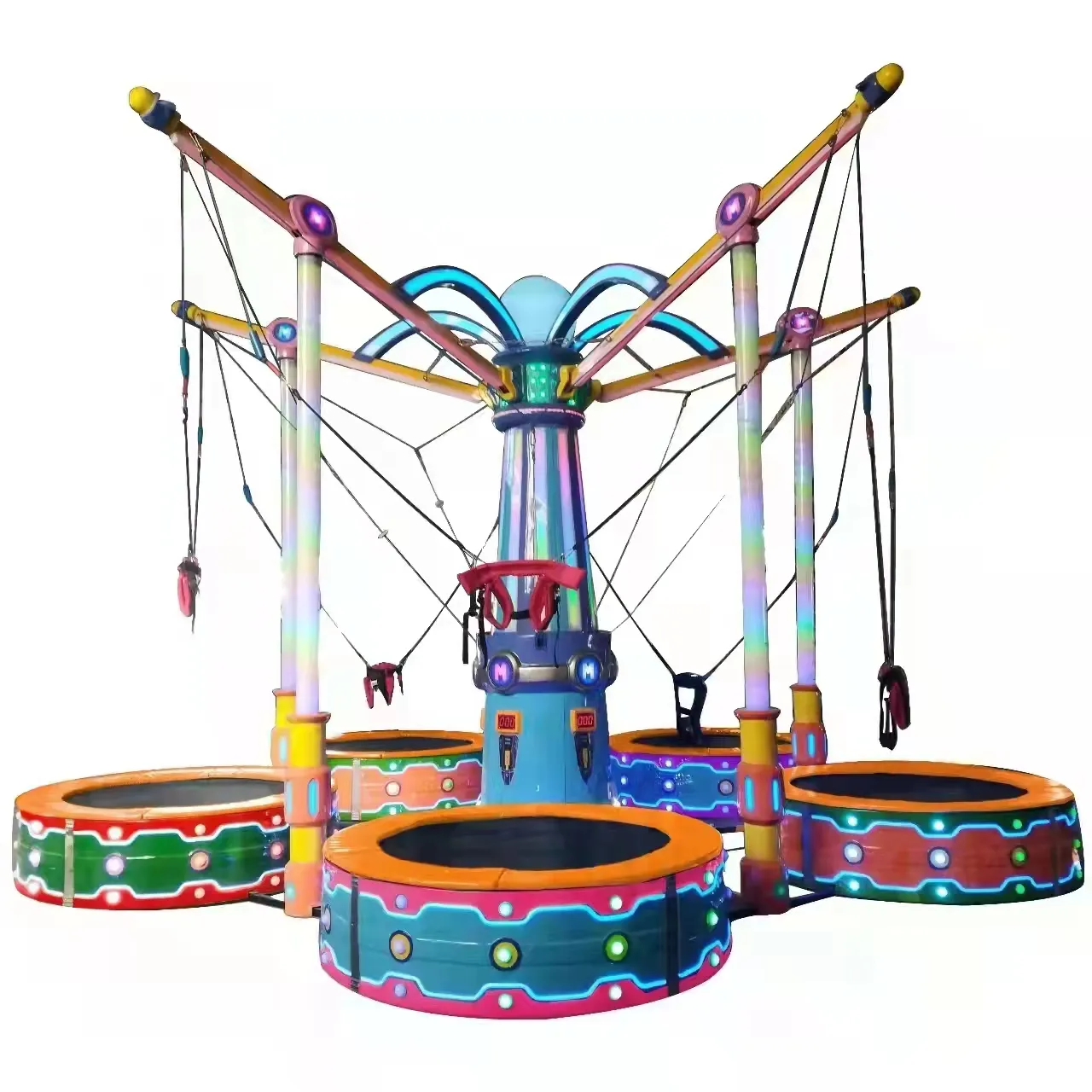 Kapalı Park çocuklar ve yetişkinler 5 oyuncu Bungee atlama trambolin spor çocuk Sling trambolin açık