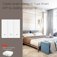 Tuya smart life-interruptor inalámbrico de 2 entradas, control remoto por aplicación, wifi ble, botón pulsador de escena, funciona con batería