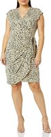 Essentials Femme Robe portefeuille classique à manches courtes, douce et compacte, poids moyen, en jersey flatteur