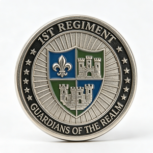 Badge du 1er Régiment Gardiens du Royaume, en alliage de zinc plaqué argent, emblème circulaire, émail dur, impression en relief, souvenir - Product Image 4
