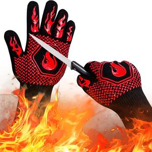 <b>Silicone</b> <b>Oven</b> Mitts Extreme Heat Resistance 800 Degrees Custom Logo Barbecue <b>Gloves</b> for Outdoor Safety <b>Gloves</b> - Product Image 3