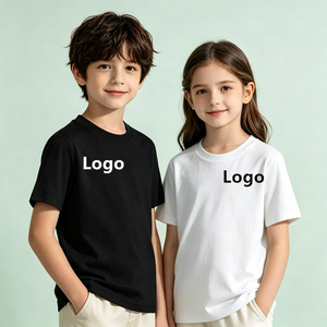 T-shirt en coton à manches courtes pour enfants, impression de logo personnalisée, couleur unie, doux, pour filles et garçons - Product Image 1
