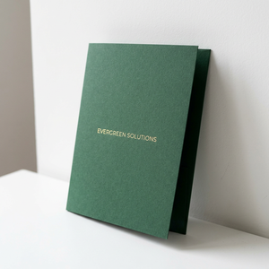 Carpeta de Papel Plegable Personalizada con Impresión, Color Verde Bosque, Laminado Mate, Papel Dorado, Logotipo Gratuito, OEM, ODM, Directo de Fábrica - Product Image 1
