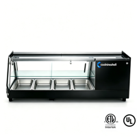 Vitrine à sushi réfrigérée à double température avec affichage LED, en acier inoxydable courbé, porte en verre trempé, verrouillable, pour comptoir commercial