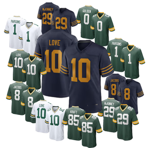 Camiseta de Fútbol Americano de Green Bay para Hombre # 1 Parsons # 10 Amor # 0 Dorado # 8 Jacobs # 29 McKinney # 85 Kraft Completamente Cosido - Product Image 1