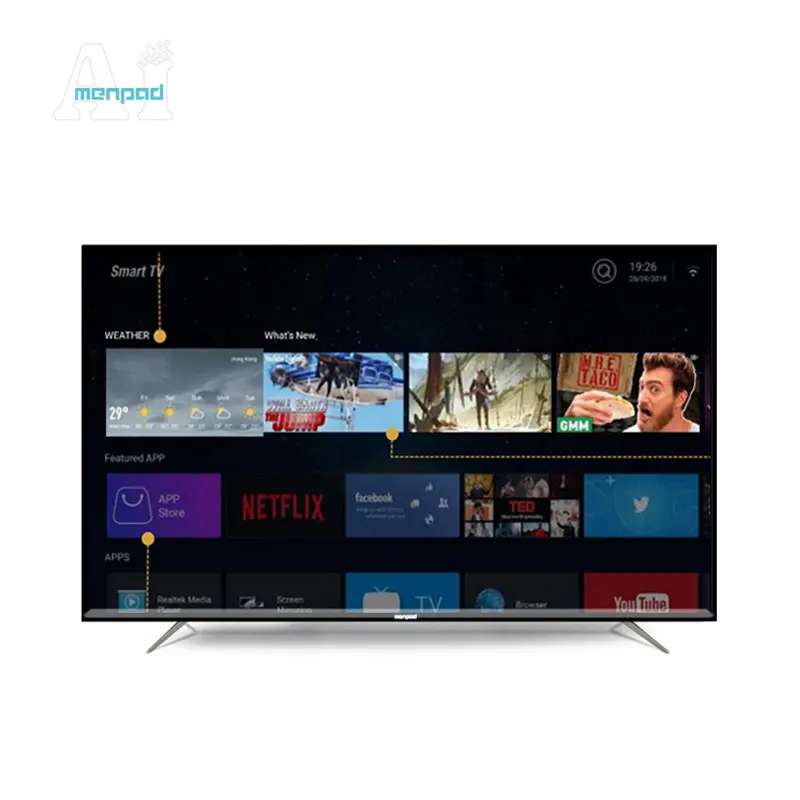 AImenpadインターネットwifiワイドスクリーン大型100 "テレビウォールマウント強化ガラス100インチスマート4kテレビ