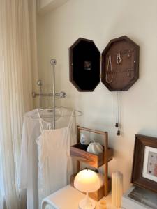 Horloge décorative vintage française en bois massif, boîte de rangement octogonale, boîte à clés, atmosphère silencieuse, pendentif rétro, design nostalgique - Product Image 2