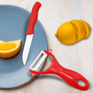 Ceramic Fruit Knife Set 2 Pieces Red Peeler And Knife For Home <b>Kitchen</b> Use - Product Image 1
