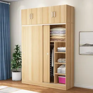 تصميم جديد باب جرار خشبي حديث خزانة ملابس بيضاء بسيطة أثاث غرفة نوم