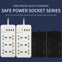 Multiprise industrielle universelle à vente directe usine, 4/6 prises, 4 ports USB, protection contre les surcharges IP22, cuivre pur, rallonge 10A