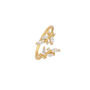 Merryshine 925 Silver <b>Adjustable</b> <b>Ring</b> Gold Flower Leaf Design Trendy Joyeria De Plata for Weddings Other Wholesale Mayoreo - Product Image 2