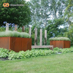 กระถางโลหะคอร์เทนเหล็กทรงสี่เหลี่ยมขนาดใหญ่สำหรับใช้ในบ้านและสวนในร่ม/กลางแจ้งผลิตในประเทศจีน - Product Image 5