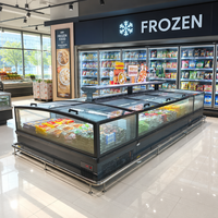 Congélateur commercial combiné pour supermarché, vitrine à porte vitrée pour aliments surgelés, congélateur coffre grande capacité pour glaces et viandes