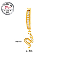 14G ASTM F136 Titan Schlangen-Click-Snap Titan Bauchnabelpiercing Ring Hypoallergener Körperpiercing mit Zirkon-Anhänger Nabelring