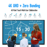 Tableau blanc interactif intelligent 4K UHD de 65, 75, 86 pouces avec Android/Windows, 40 points tactiles, fente OPS, pour l'éducation et les réunions (FCC/CE)