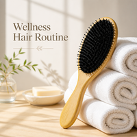 Brosse à cheveux en poils de sanglier et nylon en bambou - Peigne massant à coussin d'air écologique pour démêler et faire briller les cheveux