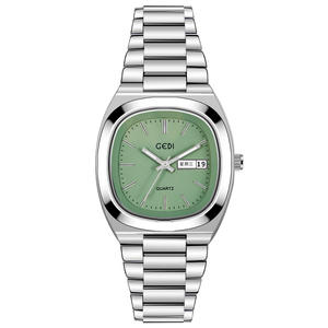 Montre élégante pour femme, montre à quartz étanche en acier massif de haute qualité, double calendrier ovale, niche - Product Image 5