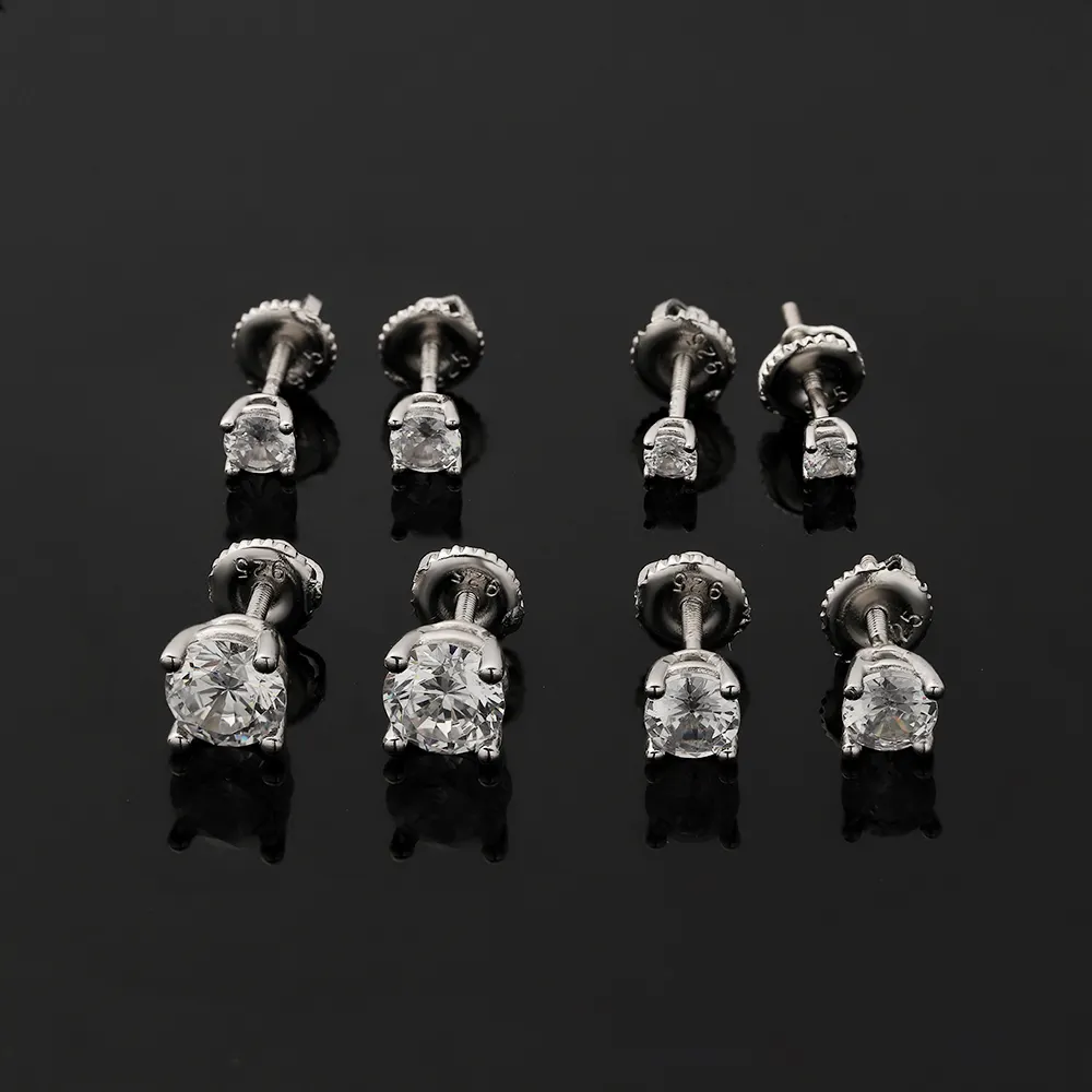 Set Batu Permata Kuningan Lapis Emas 22K, Anting-Anting Perak Polos Modern, Set Sekrup Belakang Berlian Cz