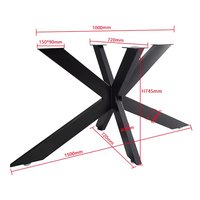 Pieds de meubles durables commerciaux revêtement en fer noir base robuste en forme d'araignée pour table à manger à la maison