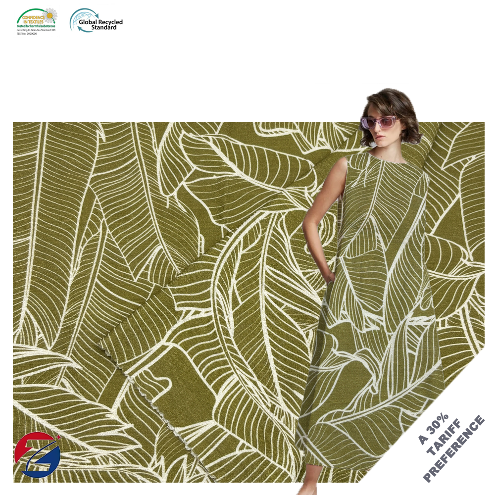 Botanical - Print Woven Fabric: 85% Rayon + 15% Nylon, Nature - Inspired Elegance