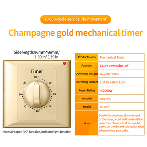 Temporizador Mecánico Dorado CXZTCL de <span class=keywords><strong>30</strong></span> Minutos, Temporizador de Cuenta Regresiva con Resorte para Ahorro de Energía, para Lámpara, Bomba, Tipo de Pared, Electromecánico - Product Image 6