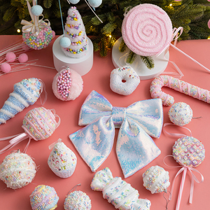 Set <span class=keywords><strong>de</strong></span> Adornos Navideños <span class=keywords><strong>de</strong></span> Macaron Pastel - Decoraciones Colgantes <span class=keywords><strong>de</strong></span> Espuma con Forma <span class=keywords><strong>de</strong></span> Piruleta, Bastón <span class=keywords><strong>de</strong></span> Caramelo, Helado y Donut para Árbol - Product Image 1