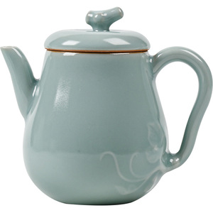 Guanlan Sky Blue Ru Kiln Ceramic Teapot Round With Lid Home Use Kung Fu <b>Tea</b> <b>Set</b> - Product Image 5