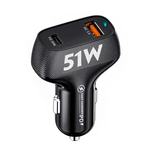 טעינה מהירה USB מטען לרכב 51W קיר Qc3.0 טלפון נייד נייד Usb סוג C יציאת מטען לרכב PD30W PPS33W מטען מהיר לרכב