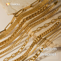 Chaîne épaisse en acier inoxydable plaqué or 18 carats PVD YML, maille trombone / maille maillée / maille figaro, pour bracelet DIY superposé pour femme