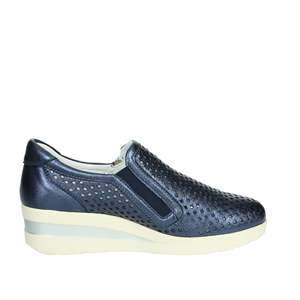 Cinzia Soft, baskets à talon compensé en cuir perforé bleu pour femme, taille 39 - Product Image 3