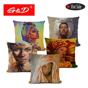 G & D 45x45 см Африканское искусство картина маслом льняная Подушка для стула Этническая Женская 45x45 см гостиная диван декоративная наволочка для дома