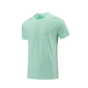 Camiseta Deportiva de Running para Hombre, de Color Sólido, Secado Rápido, Tejida en Poliéster/Algodón, Cuello Redondo Negro, con Banda Reflectante - Product Image 4