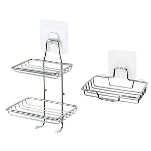 Kaiwang Stainless Steel Soap Rack Rectangular 2 Tier Self Drain Wall Mounted <b>Kitchen</b> Bathroom Storage Shelf - Product Image 3