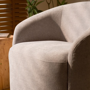 Silla giratoria de diseño moderno para sala de estar, sofá curvo de tela de 1 plaza, sillón redondo individual - Product Image 6