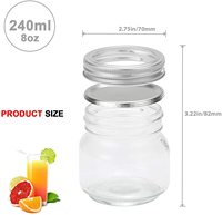 Bocaux en verre, avec couvercles scellés en métal argenté, pour le stockage des aliments, conservation de boissons, gelée, sel, yaourt, 8oz