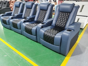 Sillas de Teatro de lujo de cuero <span class=keywords><strong>real</strong></span> de diseño Popular uso en el hogar sofá de teatro negro asientos de cine con sillones reclinables a la venta - Product Image 5
