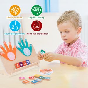 Juguete Educativo de Madera para el Aprendizaje Temprano de Matemáticas para Niños, Juego de Contar con los Dedos Montessori, Logotipo Personalizado, para Edades de 3+ Años - Product Image 1