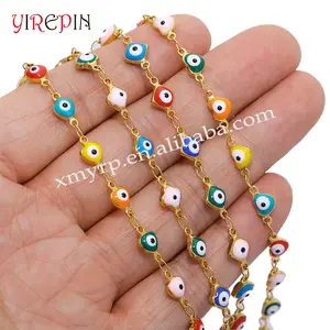 Hot Sale Stainless Steel Rainbow color stainless steel enamel chain eye beaded chain necklace chain jewelry women men