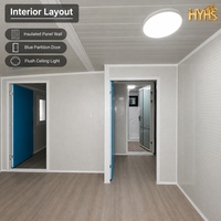 HEYING 40FT Weißer Rahmen Grauer Doppelflügel-Containerhaus mit Schrägdach Modern Rustikal Atmungsaktiv Isoliert Glas Hotel/Schulnutzung 5